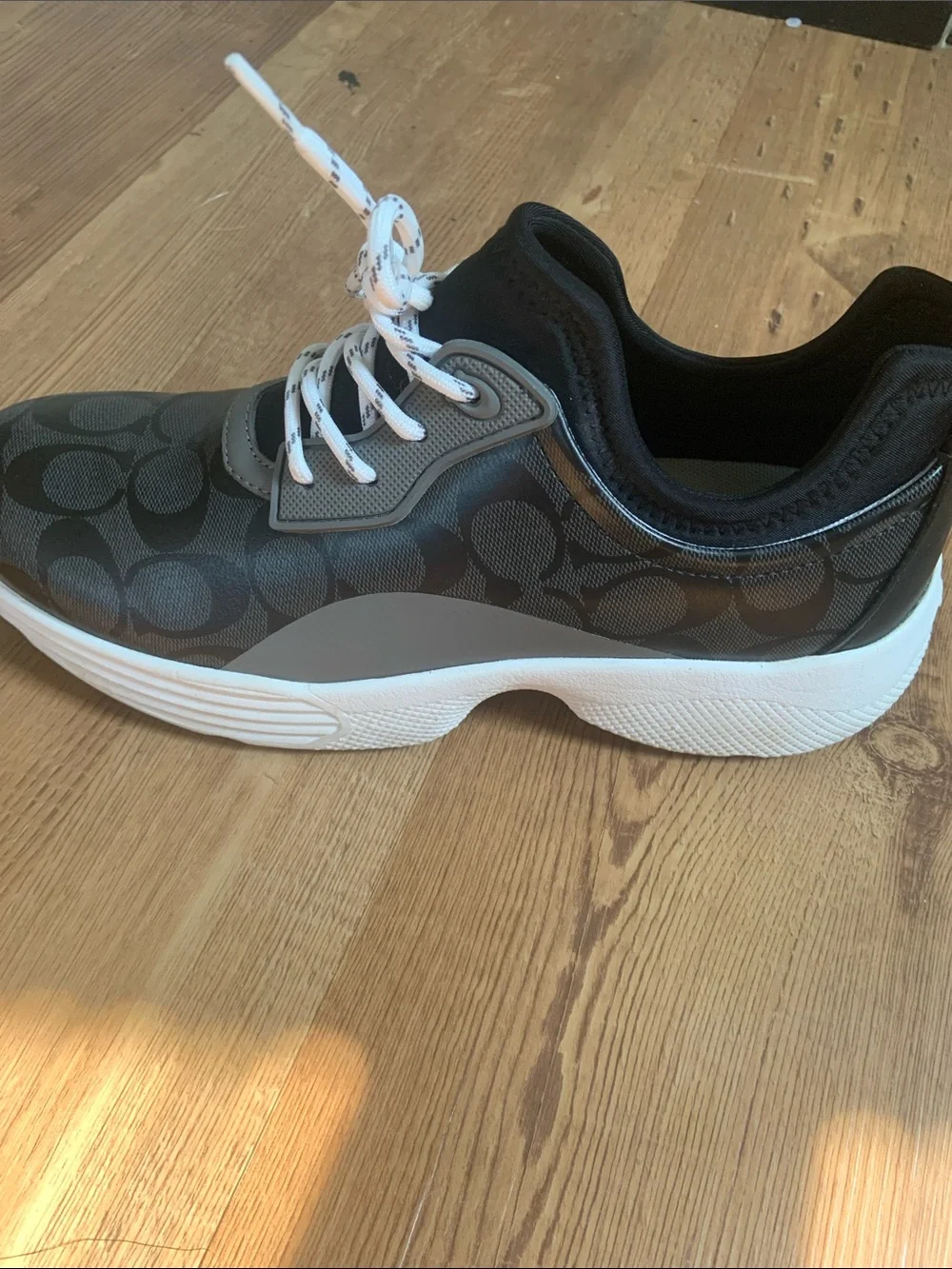 Coach Black and Gray Signature Logo Low-Top Sneaker